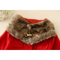 Korean Style New Fashion Children Girls Long Sleeve Outwear Coat Jacket With Waistband Baby Girls Coat With Fur Neck